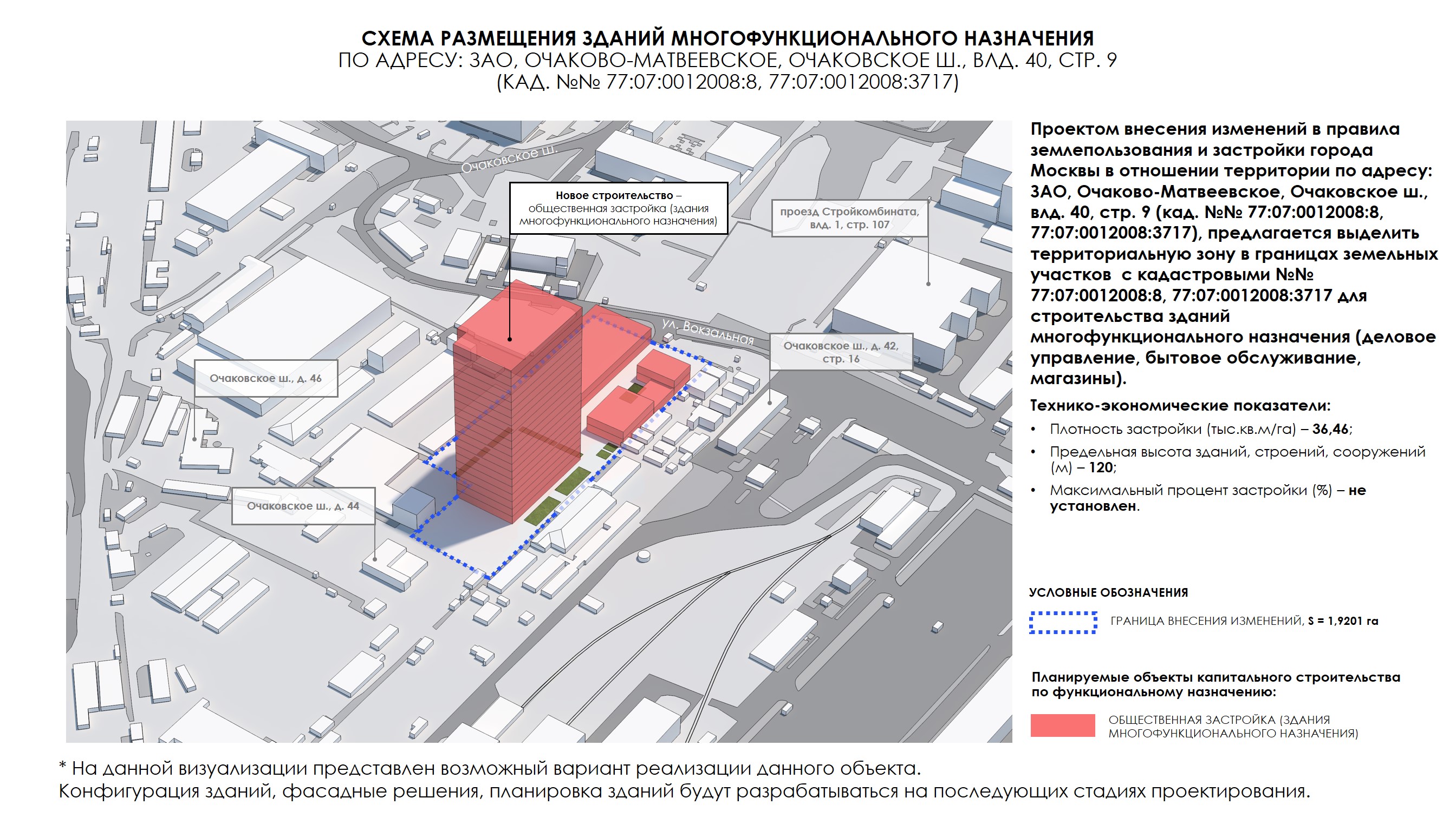 Электронные общественные обсуждения: ПЗЗ, Очаковское ш., влд. 40, стр. 9 -  формирование территориальной зоны для строительства зданий  многофункционального назначения | Очаково-Матвеевское онлайн